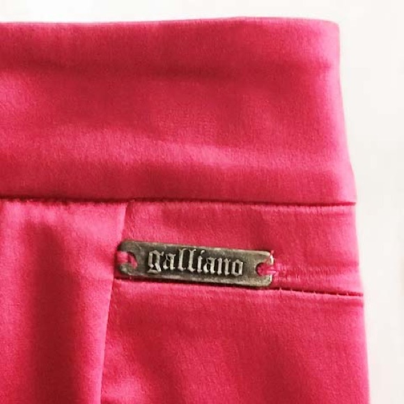 GALLIANO Red Midi Satin Pencil Skirt - Picture 3 of 13